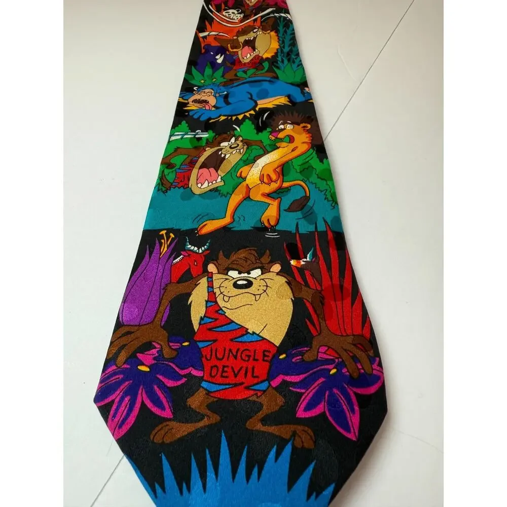 Vintage Looney Tunes Cartoon Silk Neck Tie Bright Colorful Novelty Fun